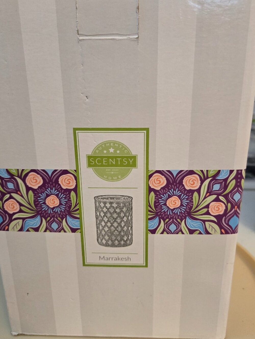 Scentsy Wax Warmer Marrakesh Blue Glass Design Authentic Retired Eastern Flair
